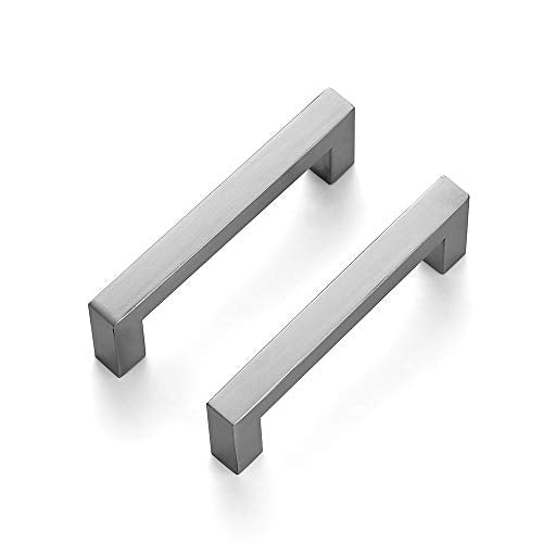 Ravinte Brushed Nickel Square Cabinet Handles & Pulls 3-3/4 Inch 10 Pack - size: 4-1/4 in (3-3/4 in Hole Center)