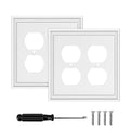 2 Pack White Modern Decorative Double Duplex Outlet Covers Wall Plates - size: 2 Gang Double Duplex