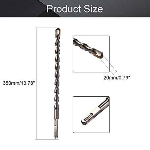 Utoolmart Masonry Drill Bit 20mm x 350mm Carbide Tipped Rotary Hammer Bit Square Shank for Impact Drill 1Pcs - size: Square handle 20*350