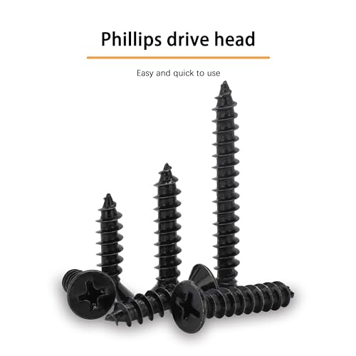 #8 X 1-1/2" Black Screw,Flat Head Phillips Wood Screw, Electroplating Black Carbon Steel, #8 X 1-1/2-Inch, 75Pcs - color: Black Zinc Plated Screws, size: #8 x 1-1/2"