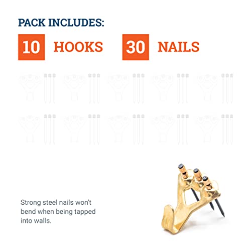 PHS 100 lb Picture Hanging Hooks – Heavy Duty Picture Hangers, 30 Pack Frame Hangers with Nails, Mirror Hanging Kit, Heavy Mirror Mounting Hardware for Drywall and Plaster - size: 30 Pack