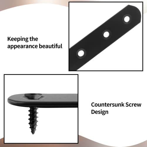Jiozermi 8 Pcs Straight Brace, 3.9" x 0.8", Stainless Steel,Black - size: Black, 3.9” x 0.8”, 8 Pcs