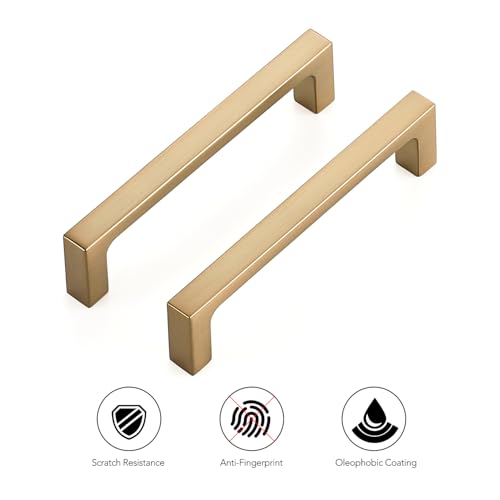 Ravinte Champagne Bronze Kitchen Square Cabinet Handles 4 Inch 10 Pack - size: 4 Inch Hole