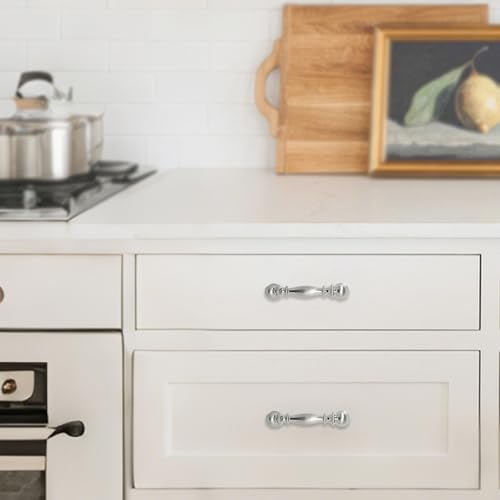 10 Pack 3 Inch(76mm) Kitchen Cabinet Handles Brushed Satin Nickel Cabinet Pulls Zinc Alloy Drawer Pulls Solid Kitchen Hardware - color: Brushed Satin Nickel, size: 3'' Hole Center(76mm)