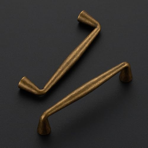 Ravinte Antique Brass Cabinet Handles Solid Handles,3-1/2 Inch,10 Pack - color: Antique Brass, size: 3-1/2 Inches Hole Center