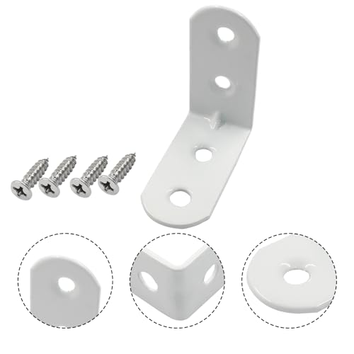White Corner Brace L Bracket, 20 Pcs, 1.5" x 1.5" x 0.73" | 40 x 40 x 1.5mm, Iron Right Angle Brackets, Metal Joint, For Tables, Furniture, Shelves, With Screws - style: 1.5" - 40mm