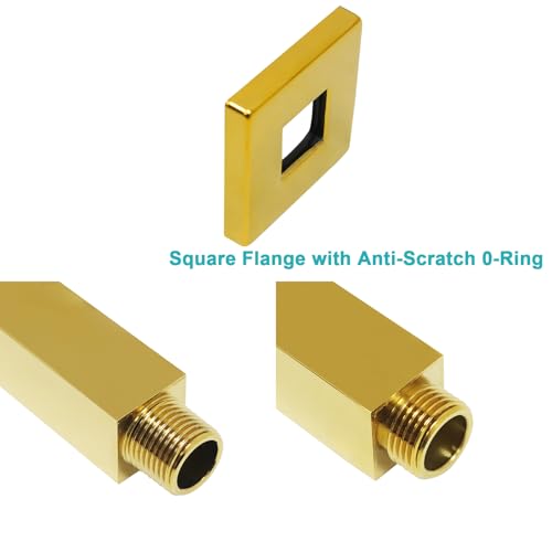 Enga Brass Square Shower Arm with Flange, 3 Inches Ceiling Mount Replacement Rain Shower Head Straight Arm, Bright Gold - color: Polished Gold, style: 3 Inch