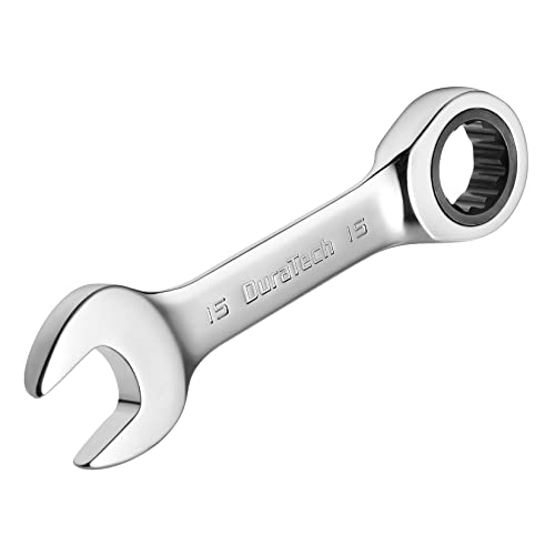 DURATECH 15mm Stubby Ratcheting Combination Wrench, Metric, CR-V Steel - size: 15 mm