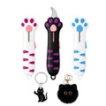 MiracDan Paw Box Cutter, Retractable Claw Cutting Tool, Portable Utility Box Opener with Fluffy Black Keychain, Mini Pocket Cutter for Packages, Crafts & Daily Use