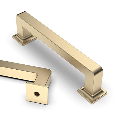 Asidrama 10 Pack 3.75 inch Brushed Brass Kitchen Cabinet Handles | Heavy-Duty Solid Zinc, 2 Screw Sizes, 3.75" Hole Center(96mm), Cupboards, Drawers, Dressers, Furniture, Hardware - color: Brushed Brass, size: 3.75" Hole Center(96mm)