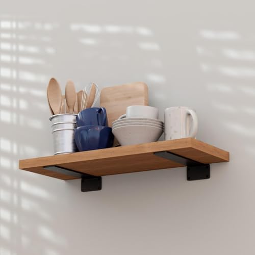 LEOPO 10 inch 4 Pack Floating Shelf Brackets, 1/5" Thick Hidden L Bracket - color: black-4 pack, size: 10 Inch