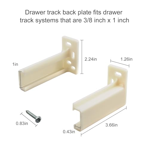 Drawer Track Back Plate Compatible with Prime-Line R 7265 | 3/8 in. x 1 in. ABS Hard Materials, Off-White (1 Pair)