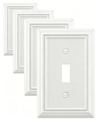 Switch Plates Outlet Covers, 4-Pack Metal Wall Plates, Off White - color: Off White, size: 1 Toggle 4PK