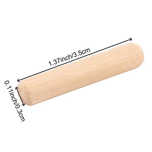 HAKZEON 1000 Pieces 5/16" x 1 1/2" Wood Dowel Pins Fluted Wooden Dowel Pins with Beveled Ends, Hardwood Made Tapered Wooden Dowel Pin Easy to Insert for Woodworking DIY Projects