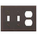 Amerelle Manhattan Double Toggle/Single Duplex Cast Metal Wallplate in Aged Bronze - size: 2 Toggle / 1 Duplex