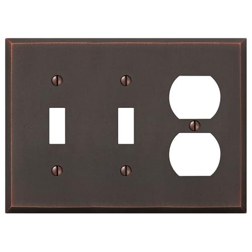 Amerelle Manhattan Double Toggle/Single Duplex Cast Metal Wallplate in Aged Bronze - size: 2 Toggle / 1 Duplex