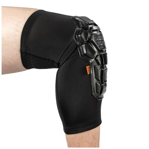 Klein Tools 60611 Knee Pads, Heavy Duty Padded Knee Sleeves, Breathable Mesh Back, Elastic Cuff with Slip-Resistant Silicone, Black, L/XL - size: L/XL