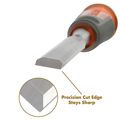 Buck Bros. 74814 5/8-Inch Wood Chisel, Full Tang Wood Carving Tools, Woodworking Tools for Carpentry, Trim Work, and DIY Projects, Hardened Steel Blade, Beveled Edge, Durable Non-Slip Handle - size: 5/8-Inch