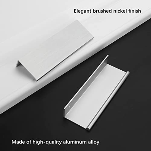 Rergy 10 Pack 3-3/4" Cabinet Pulls Brushed Nickel Finger Pulls for Cabinets - color: Brushed Nickel, size: Hole Center: 3-3/4in(96mm)