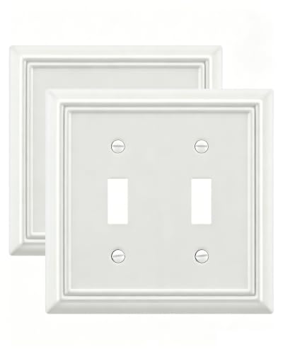 Switch Plates Outlet Covers, 2-Pack Metal Wall Plates, Off White - color: Off White, size: 2 Toggle 2PK