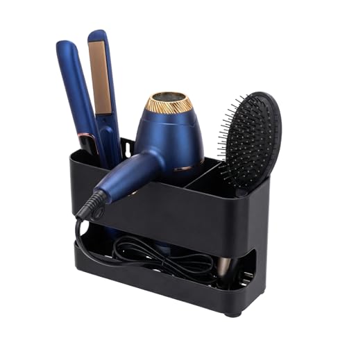MyGift Wall Mount Salon Hair Tool Organizer with 3 Slots, Black Metal - color: Black, size: Medium