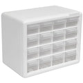 Akro-Mils 16-Drawer Plastic Storage Cabinet, 10.5"W x 6.5"D x 8.5"H, White - color: White, size: 16 Drawer, style: 1 Pack