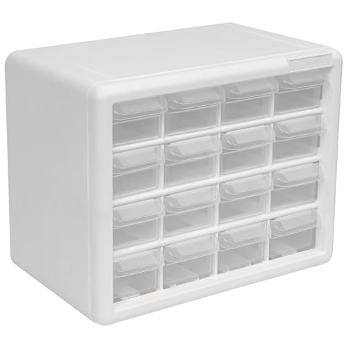 Akro-Mils 16-Drawer Plastic Storage Cabinet, 10.5"W x 6.5"D x 8.5"H, White - color: White, size: 16 Drawer, style: 1 Pack