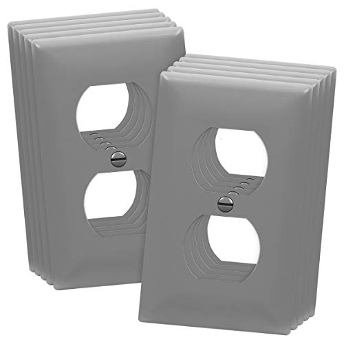 ENERLITES Duplex Wall Plates Kit, Home Electrical Outlet Cover, 1-Gang Standard Size, Unbreakable Polycarbonate Material, 8821-GY-10PCS, Gray, 10 Pack, Grey, 10 Count - color: Gray, size: Standard Size