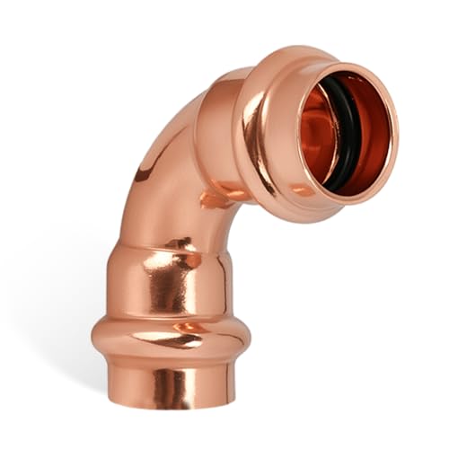 1/2 Inch Copper Press Elbow – 90° PxP Plumbing Fitting, Lead-Free Copper/Brass, 1/2'' Press Fittings, Compatible with Copper Pipe, Potable Water, Press Fitting Connector – 10 Pack - size: 1/2" copper press elbow-10P