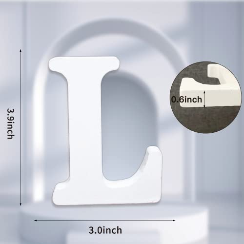 AOCEAN 4 Inch White Wood Letters Unfinished Wood Letter for Wall Decor Decorative Standing Letters Slices Sign Board Decoration for Craft Home Party Projects (L) - style: L