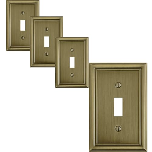 OKAWYC Single Toggle Light Switch Cover Luca Metal Wall Plate, 4-Pack Antique Brass 1 Gang, for Light Switch Cover Decorative Wallplate, Durable - size: 1 Toggle