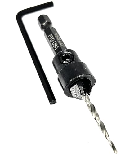 FTG USA #4 (7/64") Tapered Wood Countersink Drill Bit w/ 3/8" Collar & Case - size: #4, style: with Depth Stop