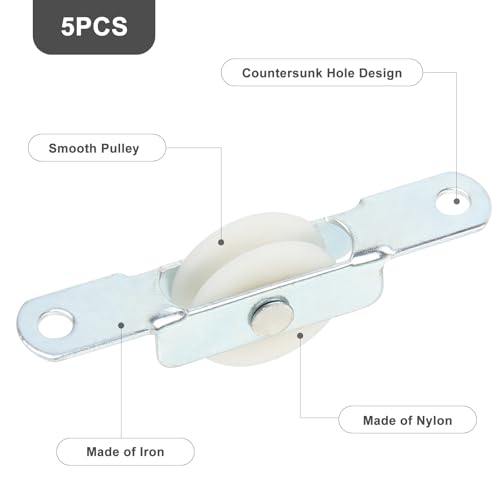 5 pack Sliding Door Rollers, 22mm Nylon Pulley Wheels Replacement for Screen Door, Patio Door, Wardrobe & Closet, Silent Smooth Glide, Heavy Duty Furniture Rollers with Steel Shell
