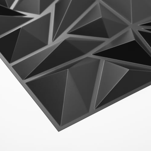 Art3d 50-Pack Modern Diamond Textured 3D Wall Panels, 12 x 12 in, Black - color: Black, size: 12x12 Inch 50 pcs