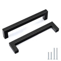 Goldenwarm 5 Pack 6-1/4 in Matte Black Cabinet Handles Square Drawer Pulls - color: Matte Black, size: 6 1/4 Inch Hole Center