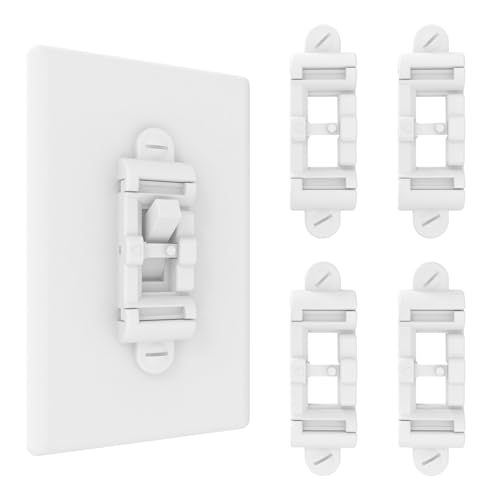 Light Switch Guard 4PK, Child Proof Toggle Cover, Keeps Lights ON/Off - color: White