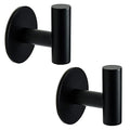 Vuzvuv Matte Black Self Adhesive Stainless Steel Towel Hook (2-Pack) | SUS304, Self-Adhesive, Heavy Duty, Waterproof, Coat Robe Clothes Wall Hook Holder for Bathroom Kitchen Office Hotel Pool - color: Black-2 Pcs