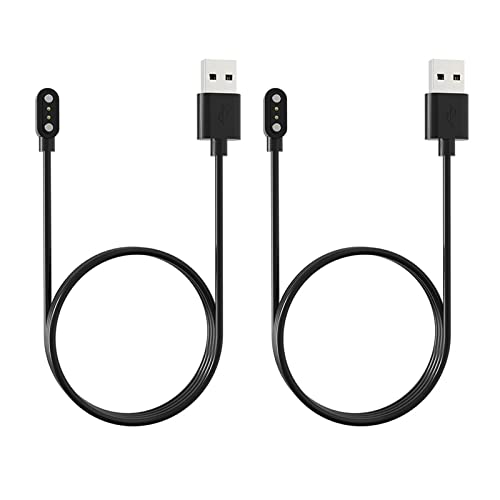 2Pcs 2-Pin Universal Black USB Data Charging Cable with Magnetic Charger Charging Mode for Smart Watch 2.84mm