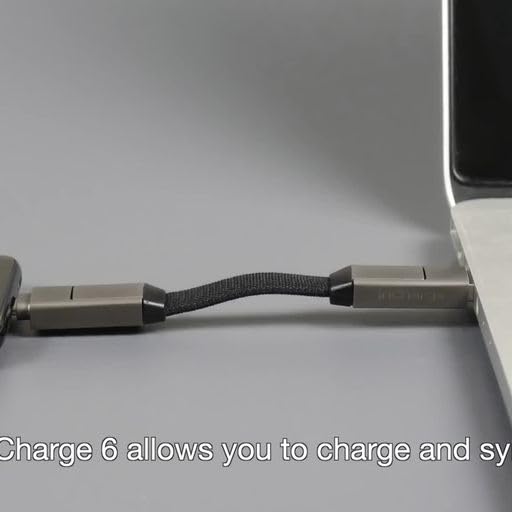 Rolling Square inCharge 6 - Keychain USB C Charger Cable, Lightning Cable and Micro-USB for Smartphone, Universal Cable Charger 6 in 1, USB Plug, 15W, White - color: White