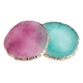 2 Pcs Resin Nail Art Palette Set, Gold Edge, Purple & Green - color: Purple, Green