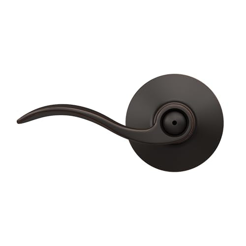 Schlage F40 ACC 716 Accent Door Lever, Bed & Bath Privacy Lock, Aged Bronze - color: Aged Bronze, size: Standard