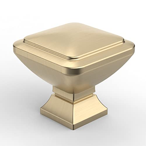9BUILD 10 Pack Brushed Brass Cabinet Knobs,Solid Square Drawer Pulls - color: Brushed Brass, size: 1.2"/30MM