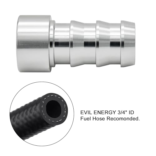 EVIL ENERGY 3/4" Weld On Hose Barb Tail Nipple On Bung Fitting Adapter Natural Aluminum 2PCS - size: 3/4 barb