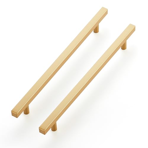 Ravinte Champagne Gold Handles Square Cabinet Hardware 10 Inch 10 Pack - size: 10" Hole Center