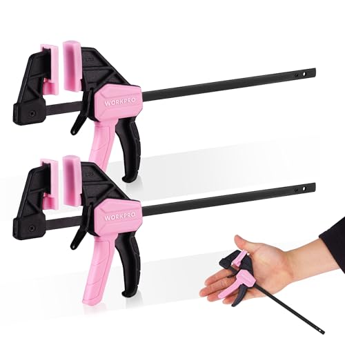 WORKPRO 2-Pack 6" Mini Bar Clamp Set, 50 lbs Load Limit, Pink Ribbon - color: Pink, size: 6" Mini