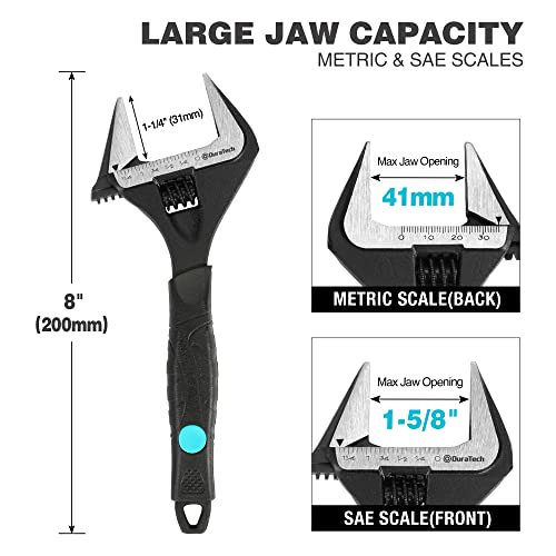 DURATECH 8-Inch Wide Jaw Adjustable Wrench - color: Black, size: 8-Inch