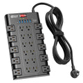 SUPERDANNY Power Strip Surge Protector, 22 AC 6 USB, 2100J, 15Ft, 1875W/15A - color: Black, size: 15 ft