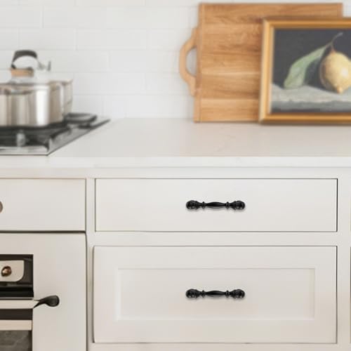 10 Pack 3 Inch(76mm) Kitchen Cabinet Handles Matte Black Cabinet Pulls Zinc Alloy Drawer Pulls Solid Kitchen Hardware - color: Matte Black, size: 3'' Hole Center(76mm)