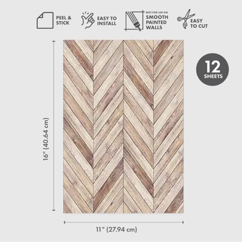 Main Street Peel and Stick Wallpaper Sheets, Herringbone, 12-Pack - style: Herringbone