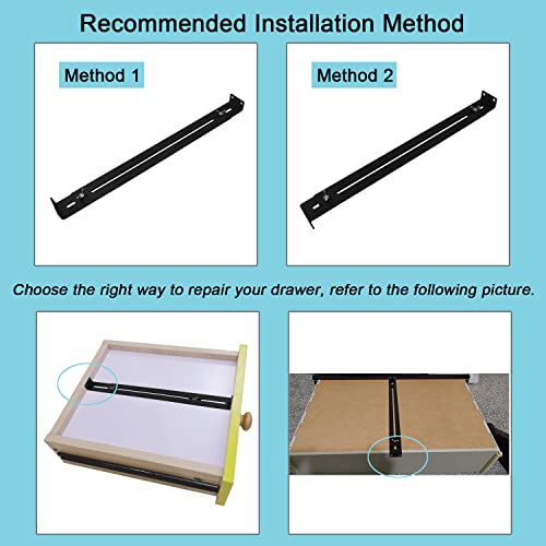 Drawer Repair Kit,Furniture Repair Accessories Brackets Middle Mount to Reinforce and Repair Wooden/MDF/Chipboard Drawers Cabinet - Heavy Duty Steel Hardware Includes Screws
